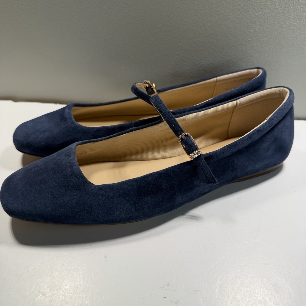 Dolce Vita Women's Dark Navy Blue Suede Flat Mary Jane's 9 Classic Preppy